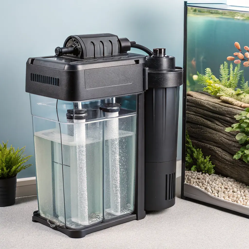 A high-quality aquarium filter ensuring clean and healthy water for freshwater stingrays and exotic fish.